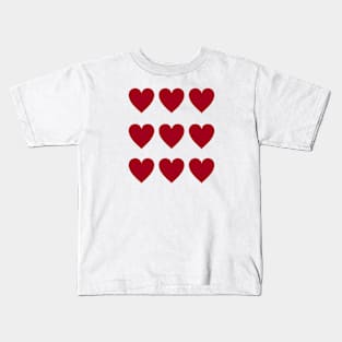 9 dark red hearts for Valentines day Kids T-Shirt